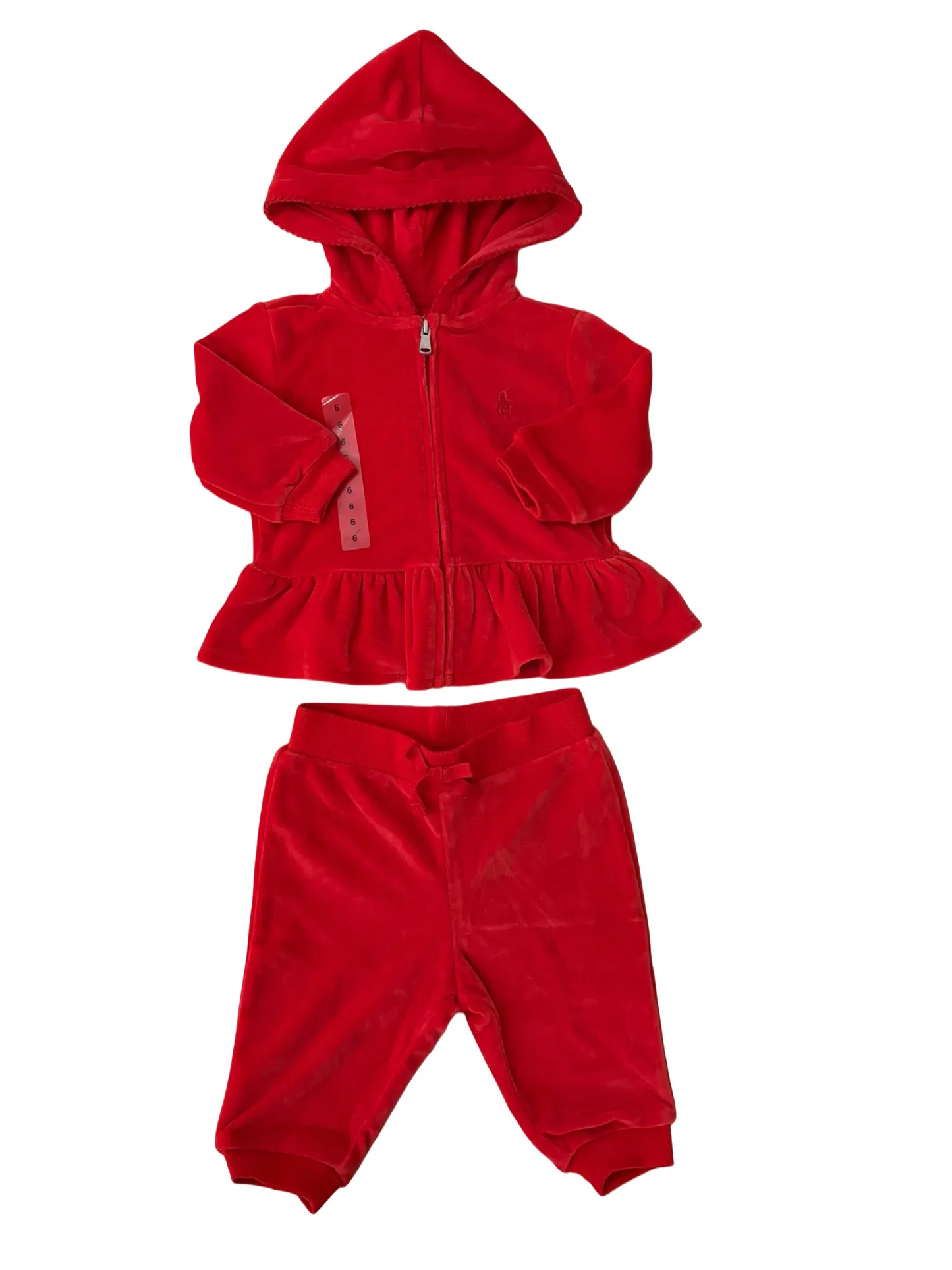 Ralph Lauren Red Velour Ensemble (6M)