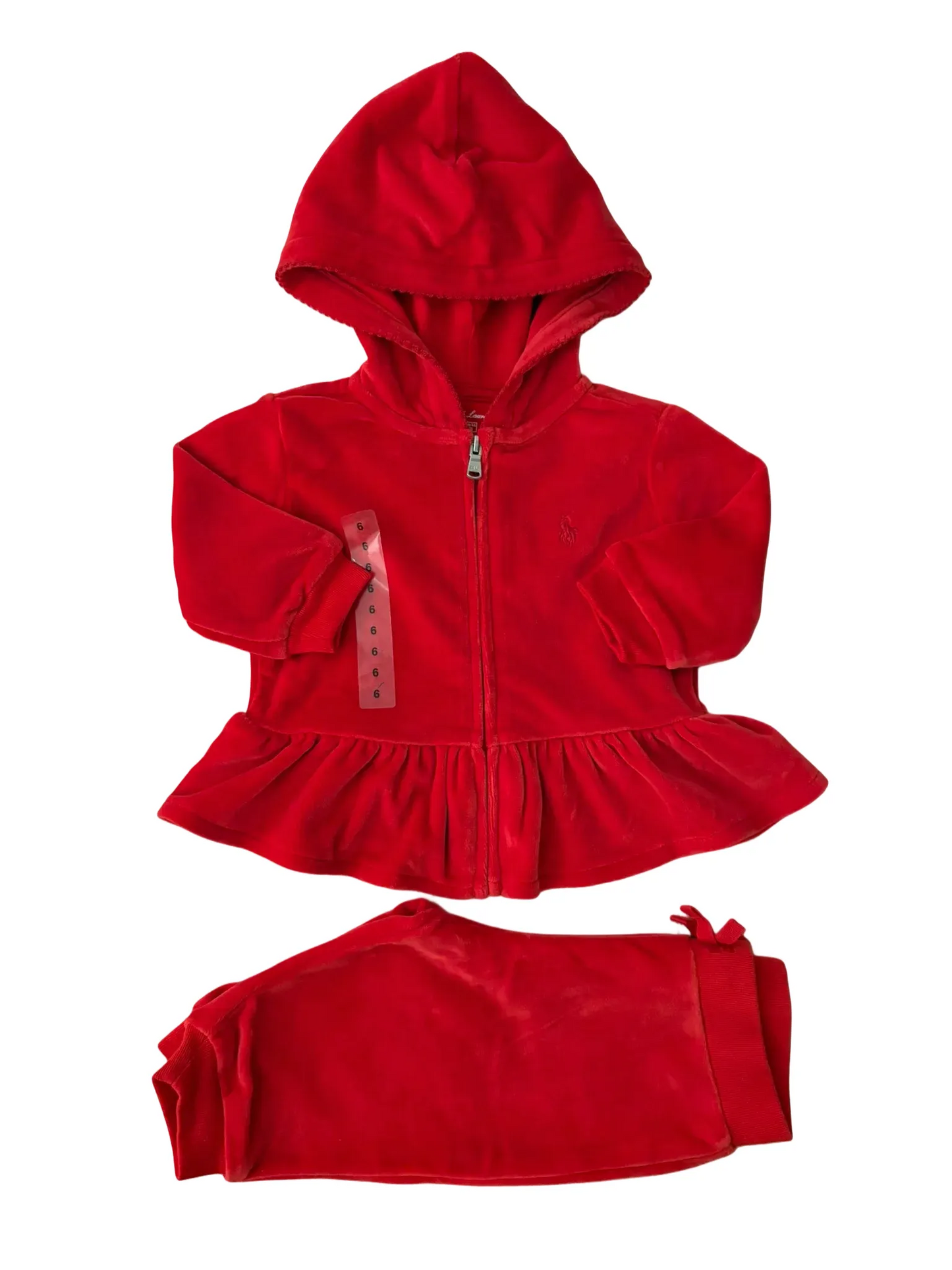 Ralph Lauren Red Velour Ensemble (6M)