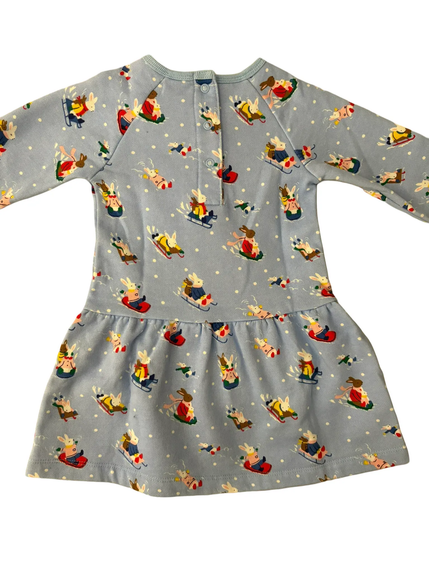 Baby Boden Sledding Bunnies Sweatshirt Dress (18-24M)