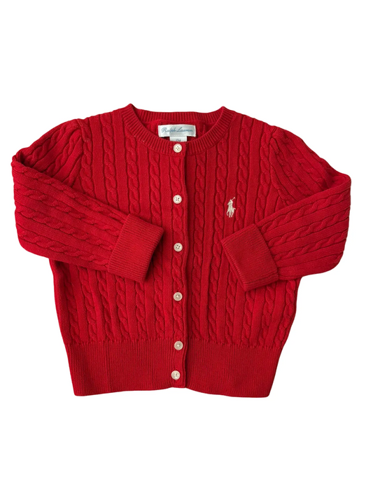 Ralph Lauren Cable Knit Red Cardigan (12M)