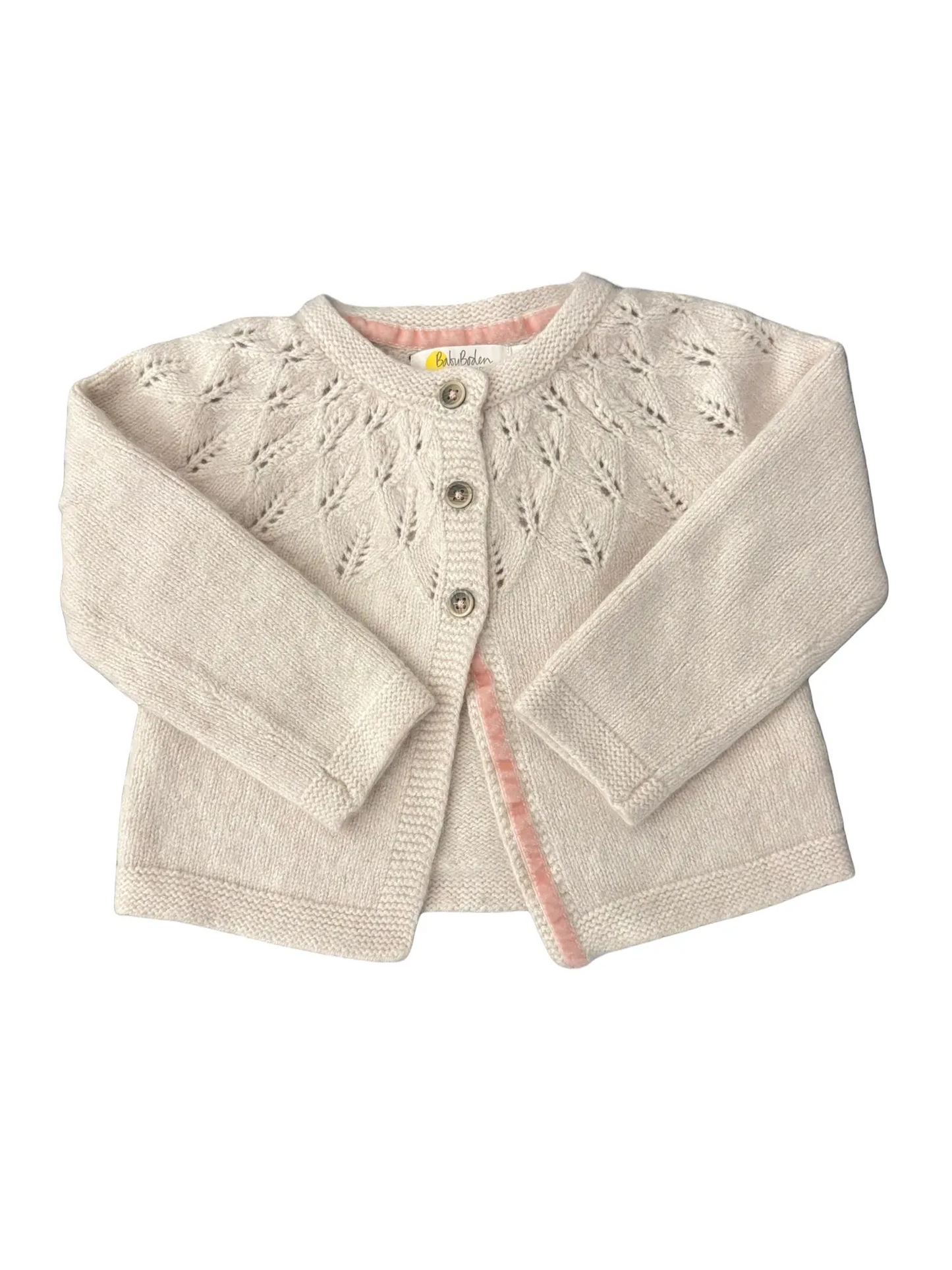 Baby Boden Beige & Pink Cardigan (12-18M)