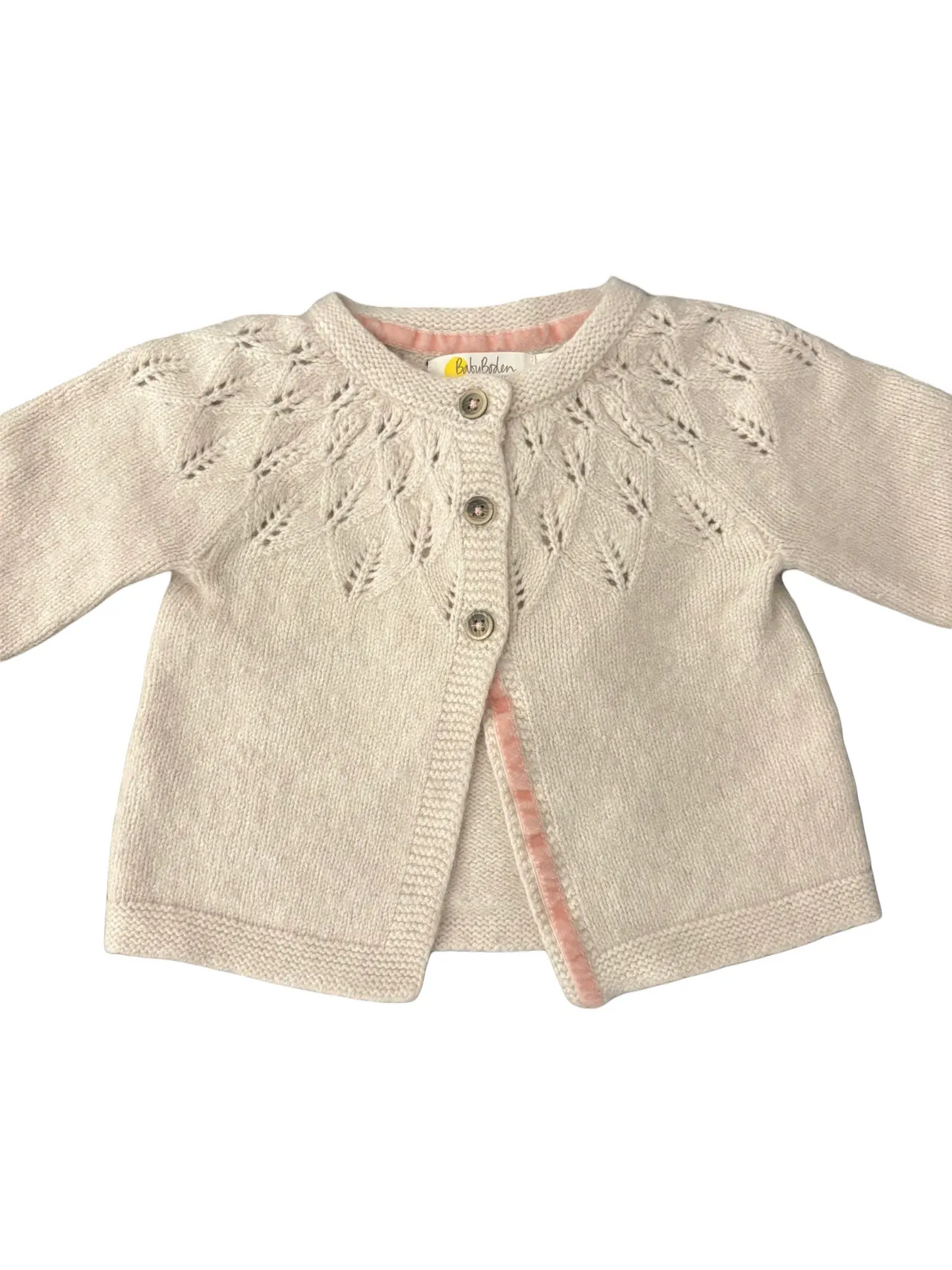 Baby Boden Beige & Pink Cardigan (12-18M)