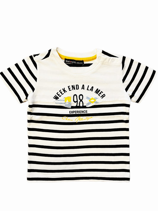 Week-end à la Mer Striped Short-Sleeved T-Shirt - Size 24 months.