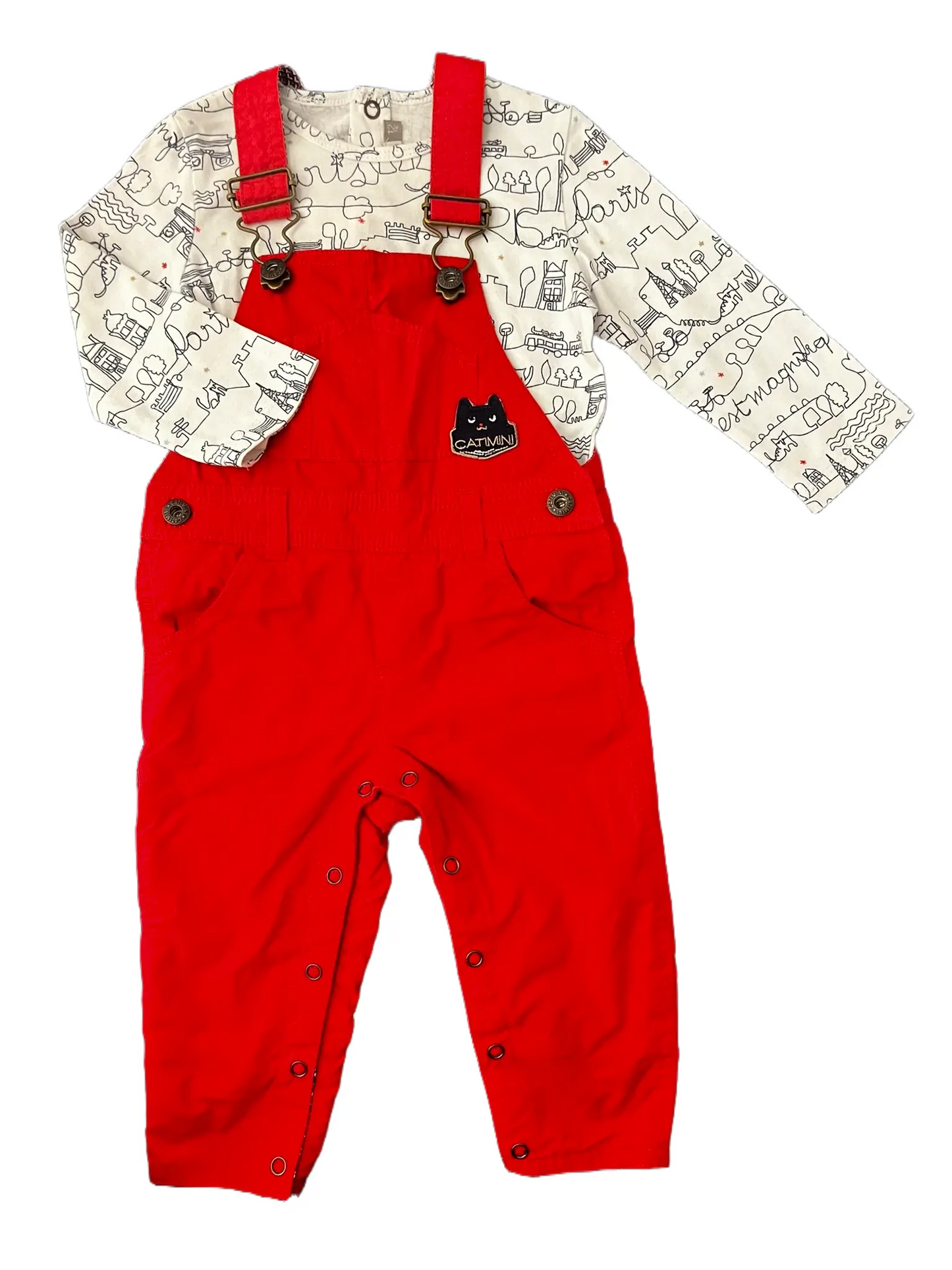 Catimini Overalls Ensemble with Paris Motif (12M)