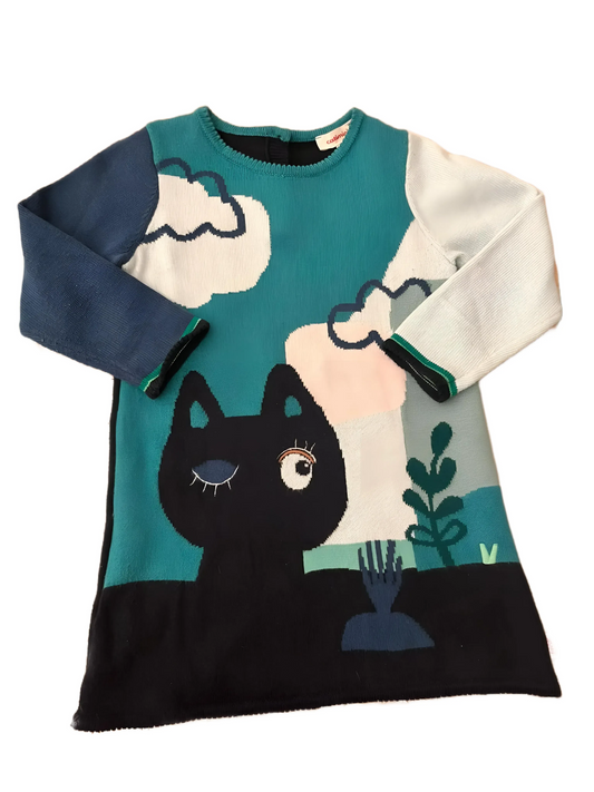 Catimini Cat Motif Sweater Dress (2Y)