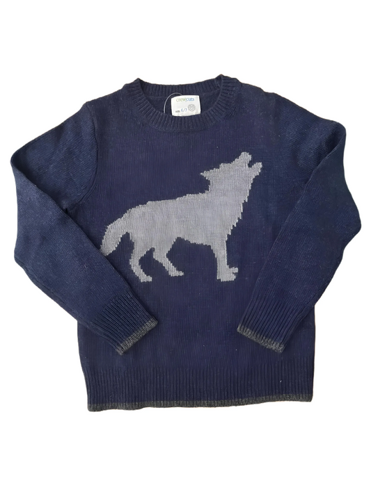 Crewcuts  Blue Wolf Sweater (6/7Y)