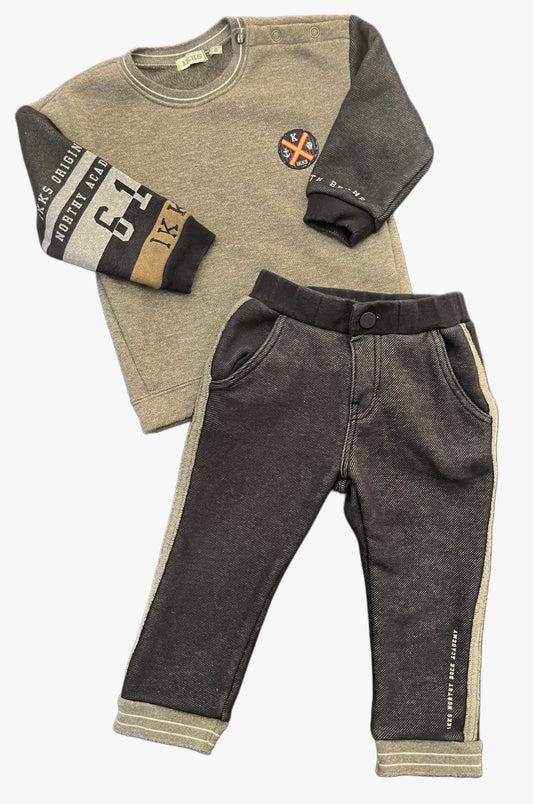 IKKS Grey & Denim Jogger Ensemble (18M)