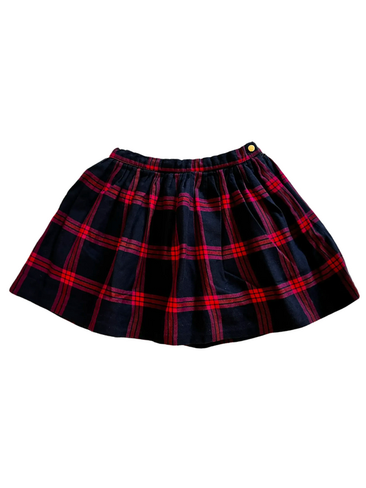 Jacadi Navy & Maroon Plaid Skirt (3Y)