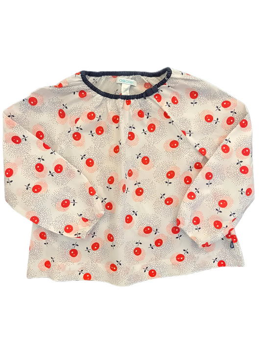 Obaïbi Blue & Red Poppies Cotton Blouse (23M)