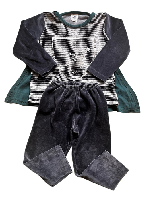 Petit Bateau Grey & Stripes Pajamas (3Y)