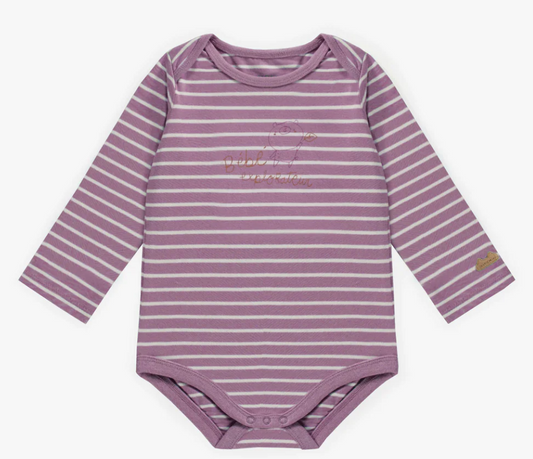 Souris Mini Purple Stripes Long Sleeved Bodysuit (0-3M)